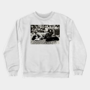 Jim Laying on Stage During a 1968 Concert Rock Icons Crewneck Sweatshirt